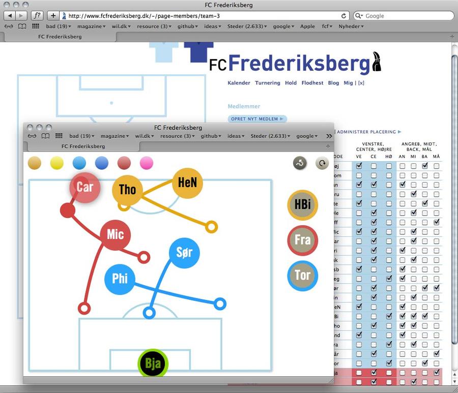 FC Frederiksberg Lineup app on desktop