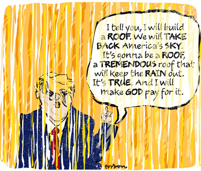Illustration: Yellow fake rain over the inauguration